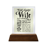 No.1 Wife Glass Plaque